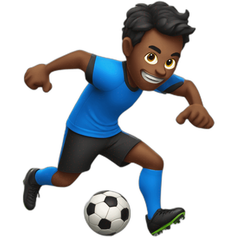 Devil playing soccer with a blue shirt emoji