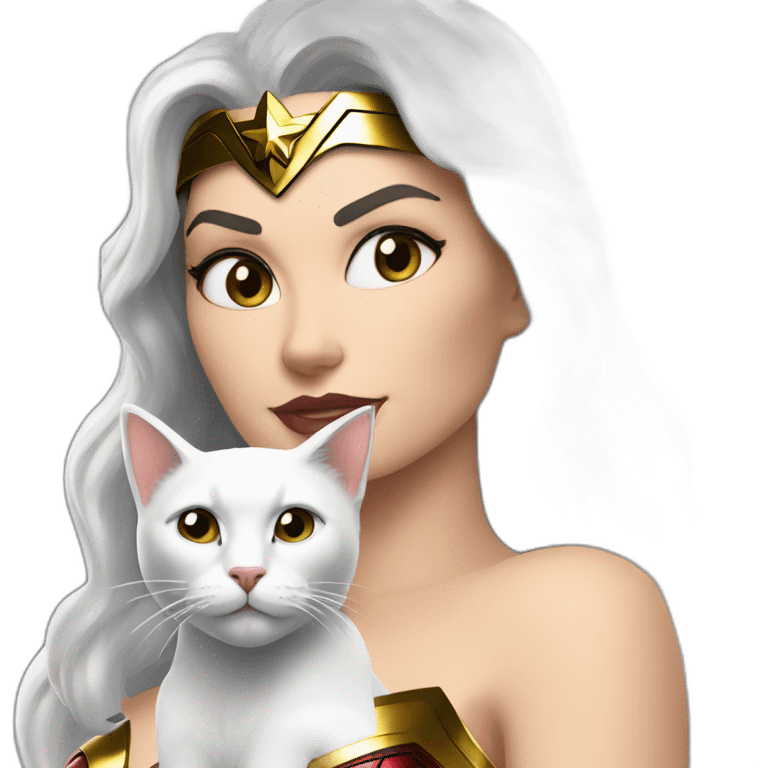 White Wonder Woman with cat emoji