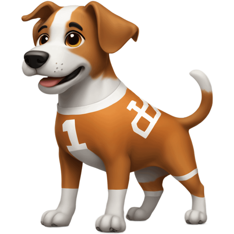 dog playing football wearing Texas jersey emoji