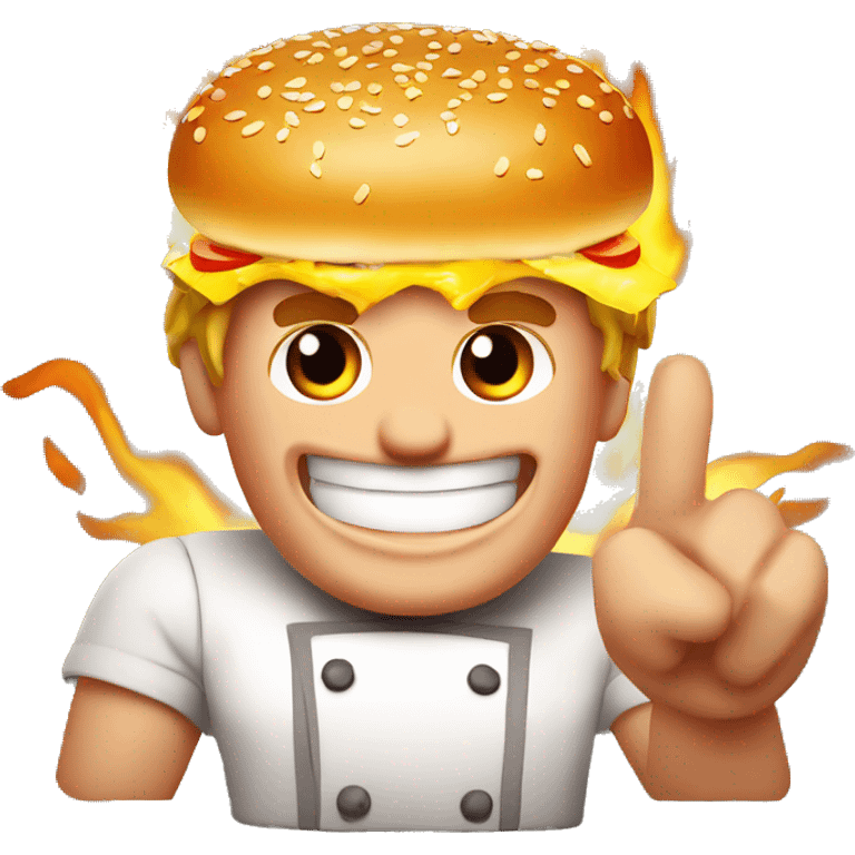 Gordon Ramsay making a perfect burger with fire  emoji