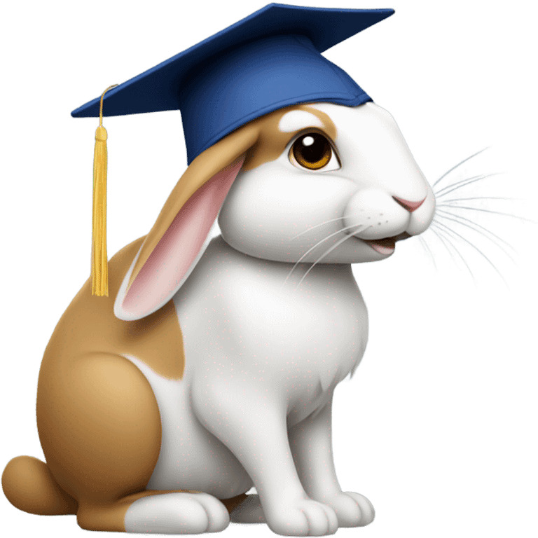 fast rabbit profile graduation hat emoji