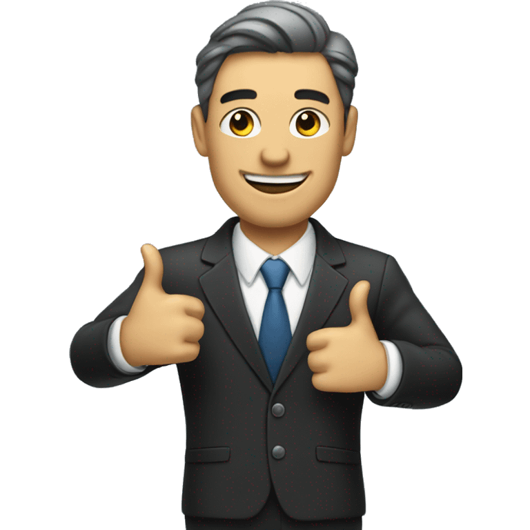 Man in suit giving two thumbs up emoji