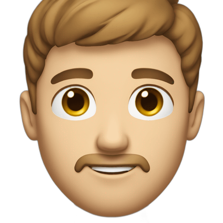 Guy with short brown hair and very short beard, blue eyes emoji