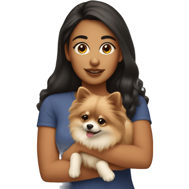 Latina girl with Pomeranian emoji