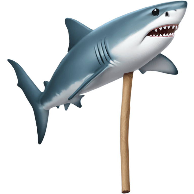 Shark with stick  emoji