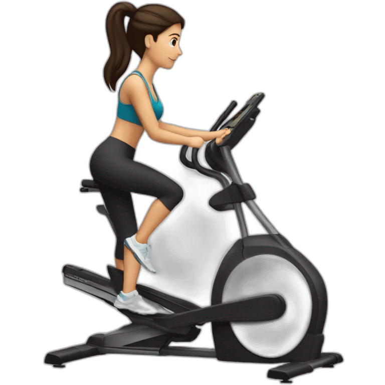 exercise elliptical brunette woman emoji