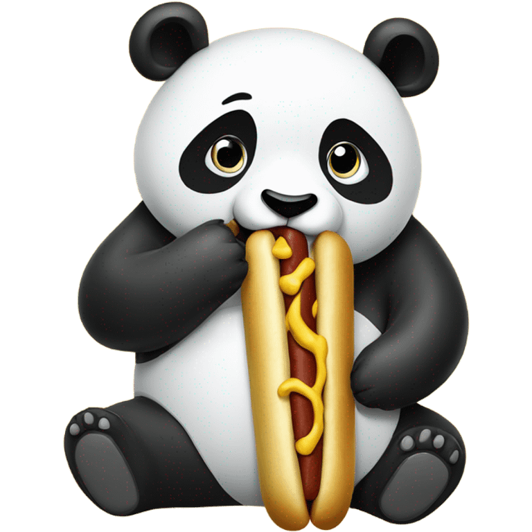 panda eating a bamboo hotdog with mustard emoji