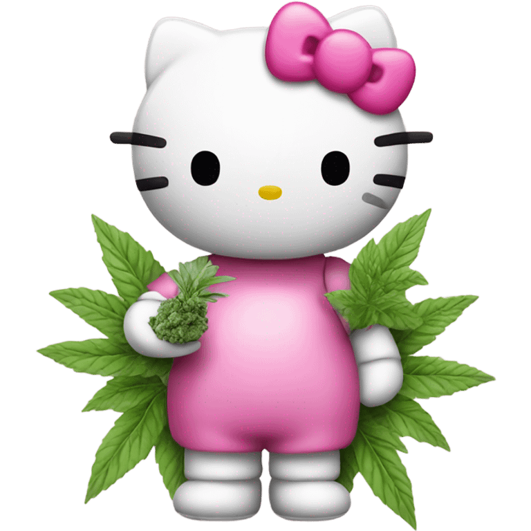 Hello kitty holding Pink herb nug emoji