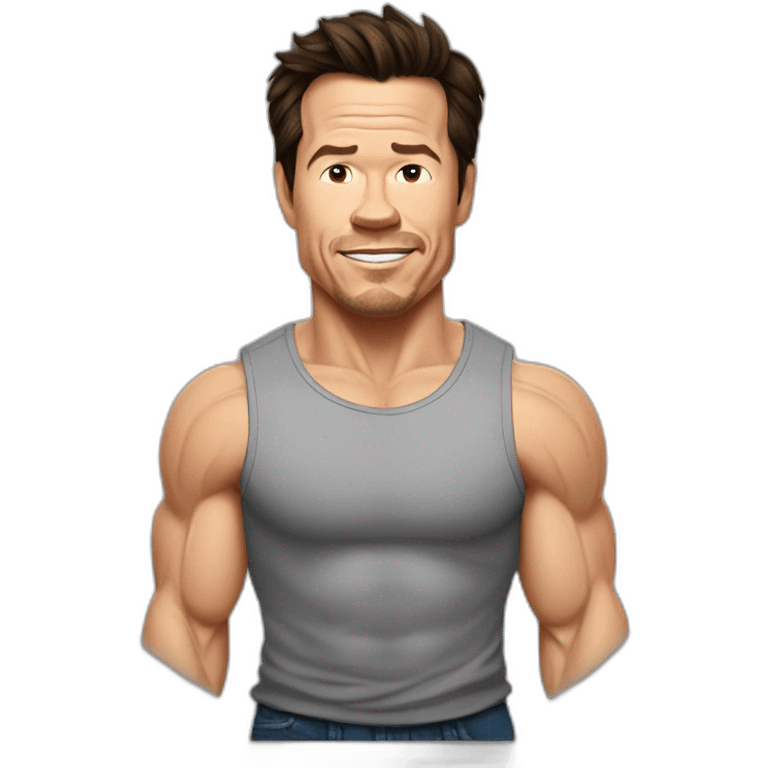 mark wahlberg cartoon wearing muscle tee emoji