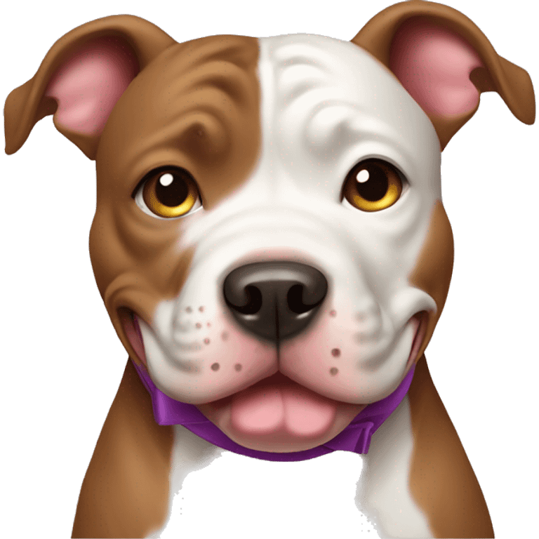 Pitbull Dog with a bow winking emoji