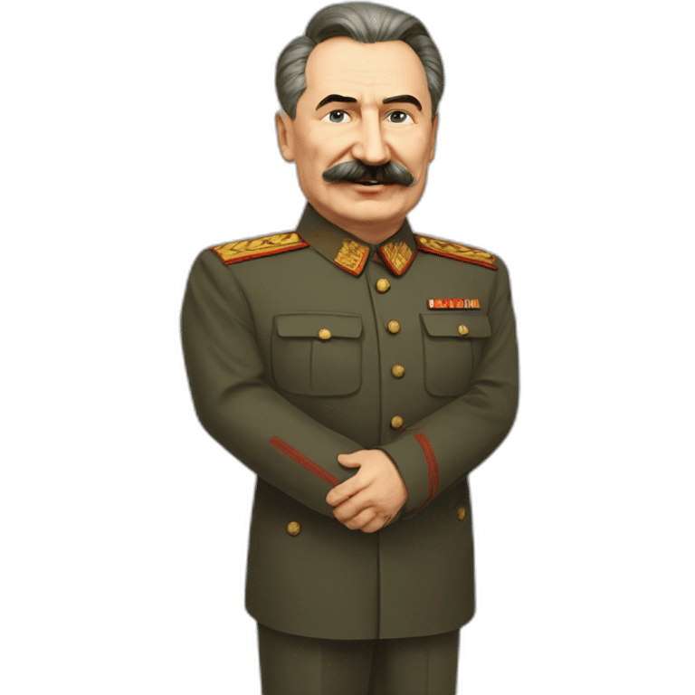 Stalin shakes Putin's hand. Putin without a mustache in a suit, Stalin in a tunic emoji