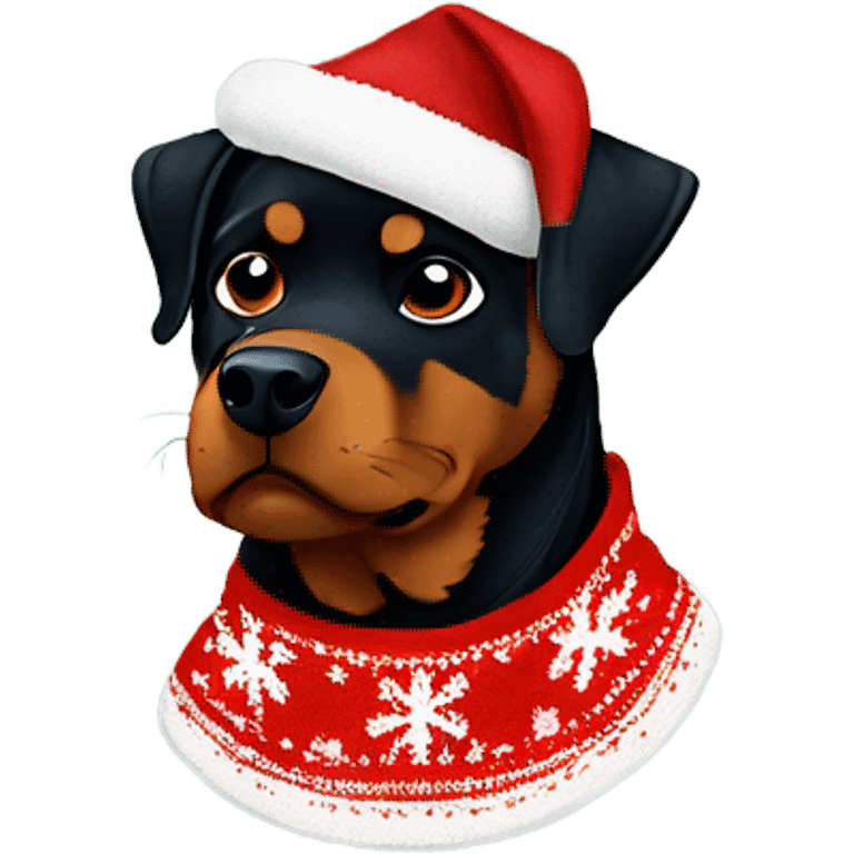 Rottweiler wearing a Christmas sweater emoji