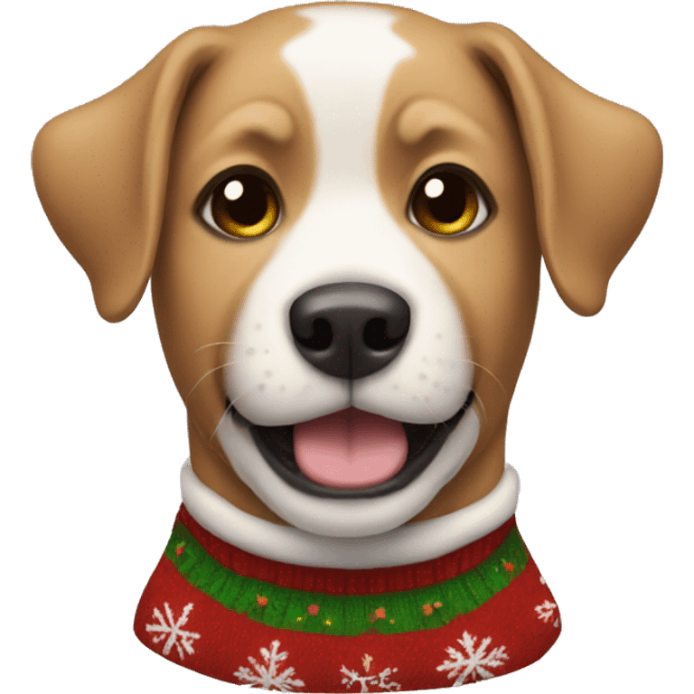 Dog wearing Christmas sweater emoji