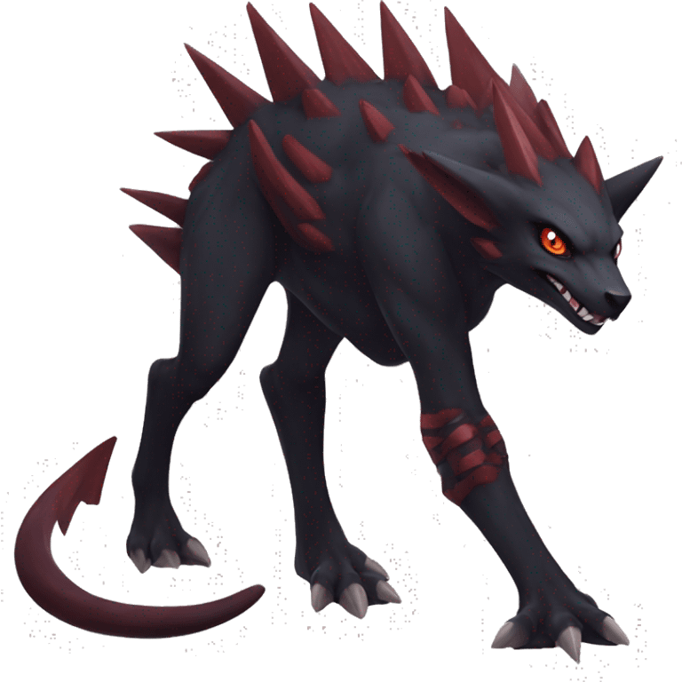 cool edgy black and maroon Dark-type nargacuga Salandite Pokémon full body by LiLaiRa, by Falvie emoji