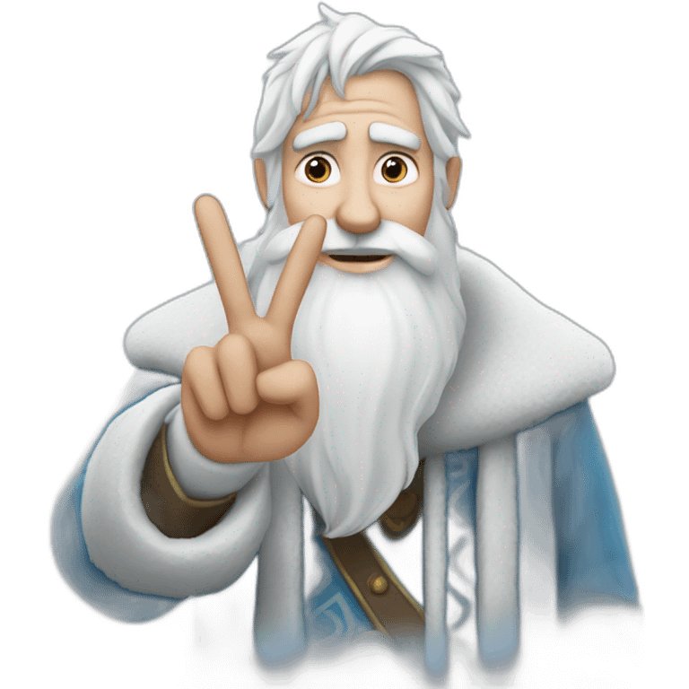 Father Frost shows hand sign of the horns emoji