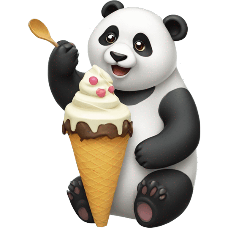 Panda eating ice cream emoji