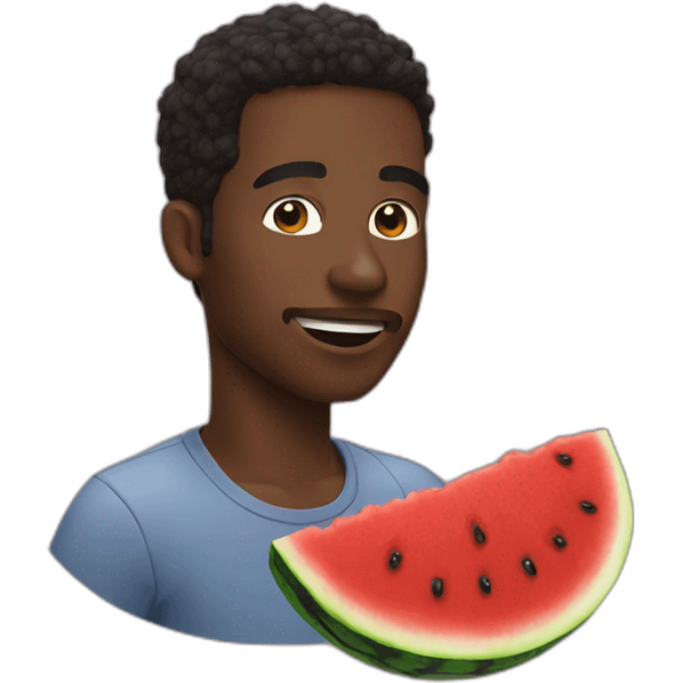 Black men eating watermelon emoji