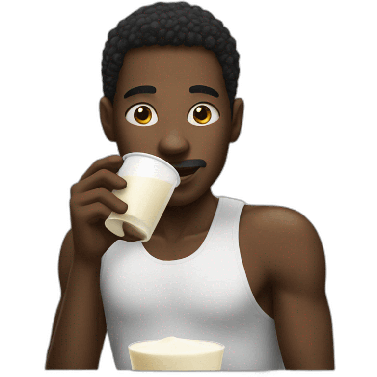 a black man drinking milk emoji