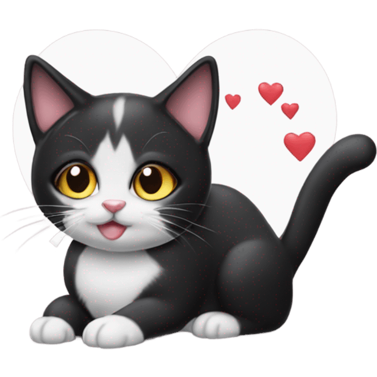 Tuxedo cat eye blowing heart kiss emoji