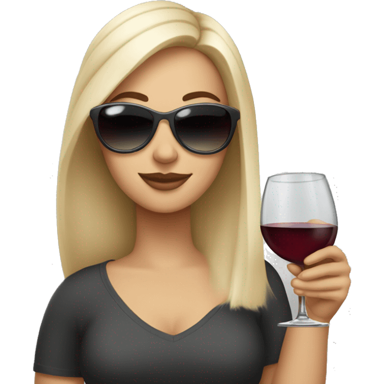 White girl wearing sunglasses holding a glass of wine  emoji