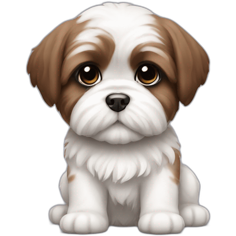 white and brown shi tzu puppy emoji