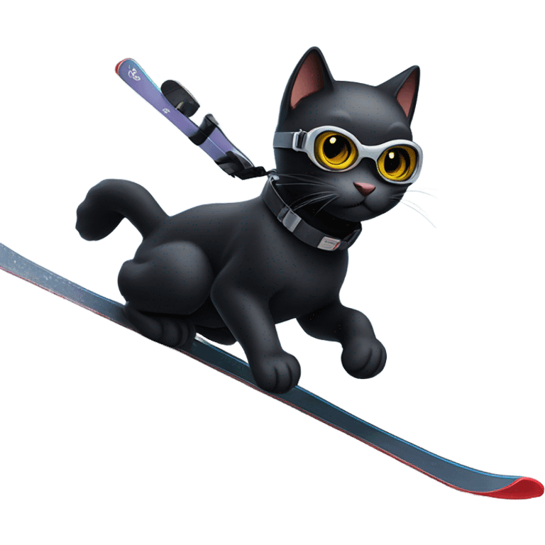 Black cat skiing  emoji