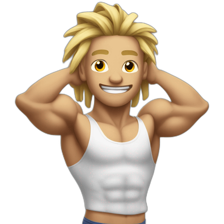 flexing muscles guy with blonde dreads emoji