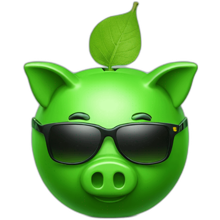 green piggybank with green sunglasses emoji