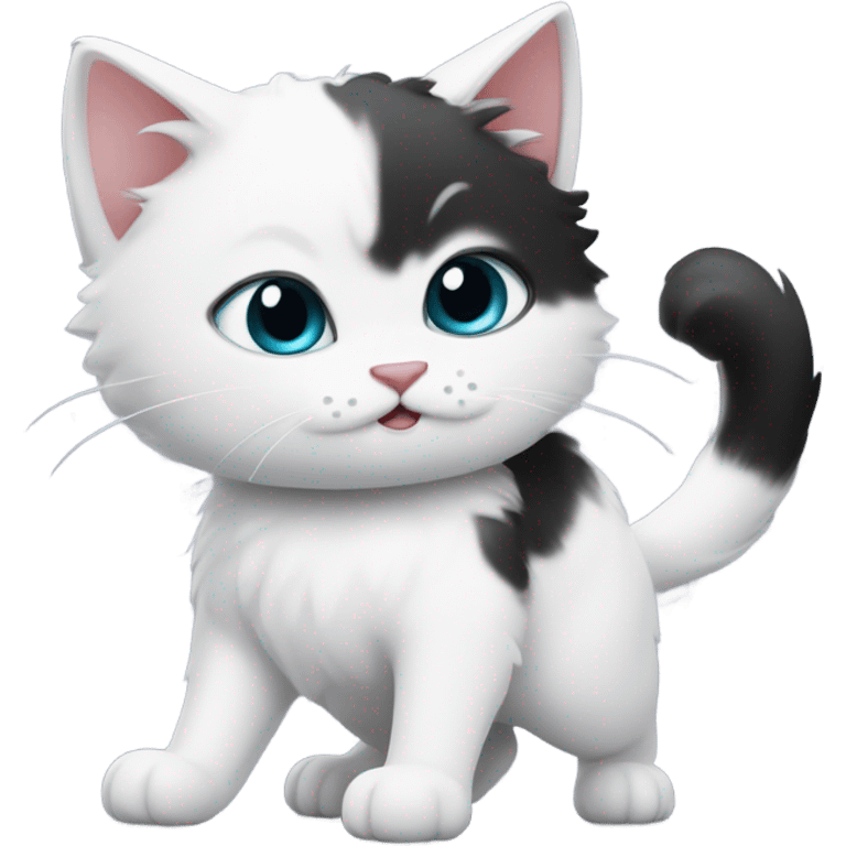 White and black cat playing emoji