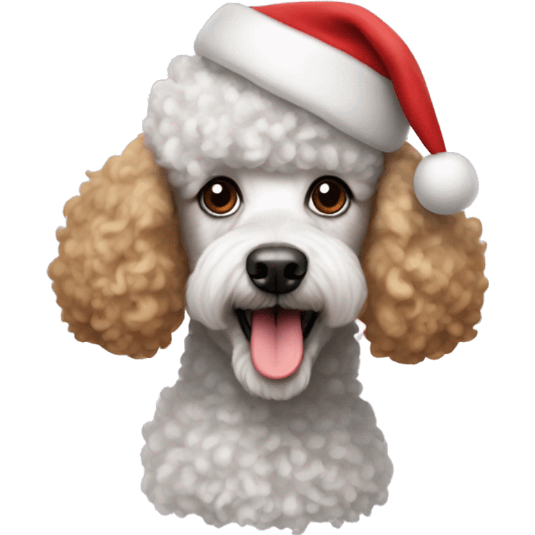 Poodle with Santa hat emoji