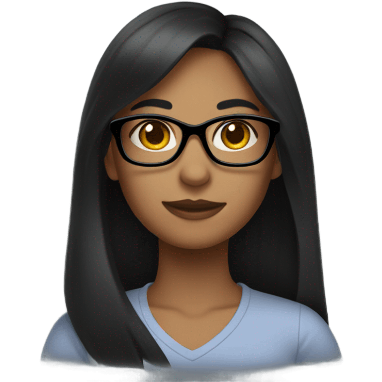 girl with black medium hair wearing glasses emoji