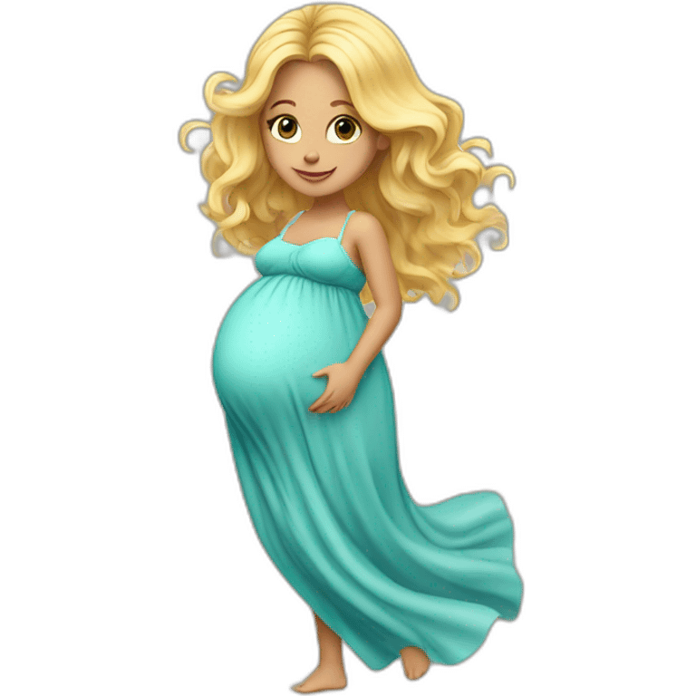 adorable pregnant blond full body women with beach-wave-hair emoji