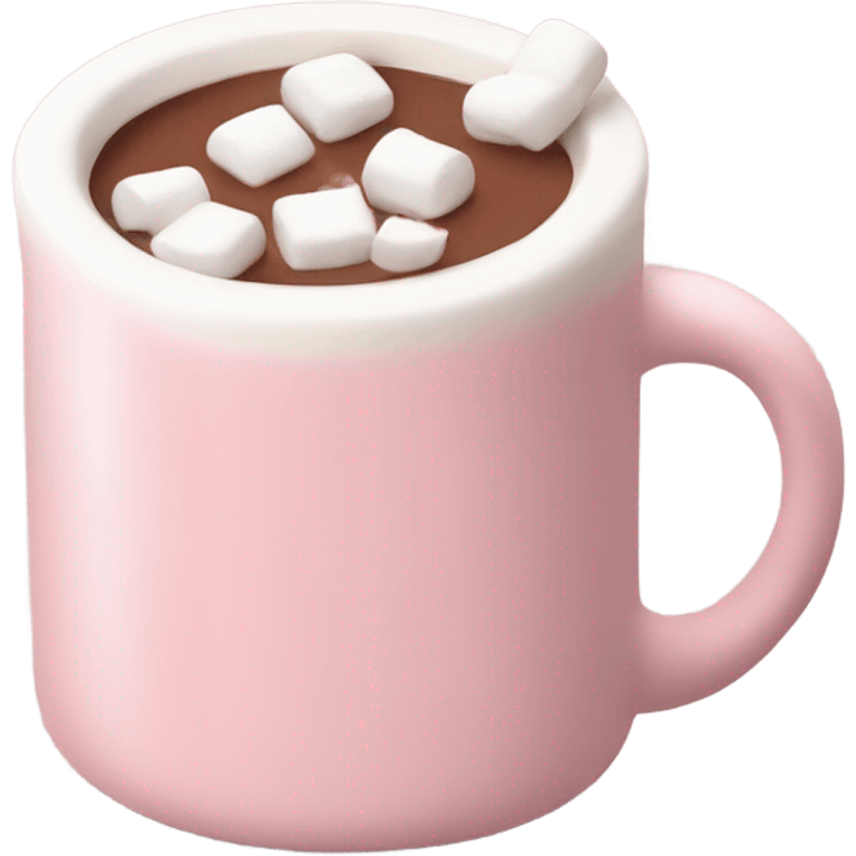 Light Pink mug of hot chocolate with marshmallows  emoji