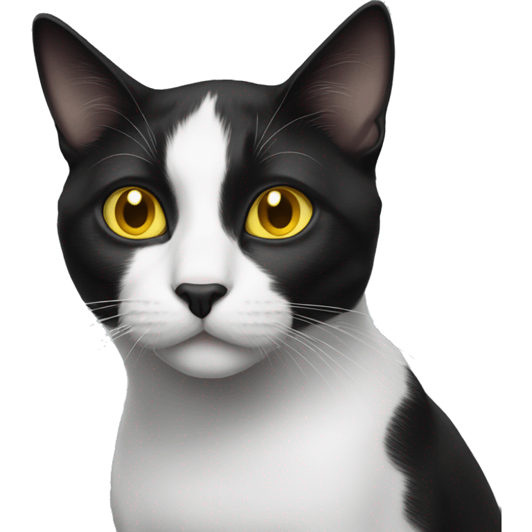 Black-and-white cat with yellow eyes emoji