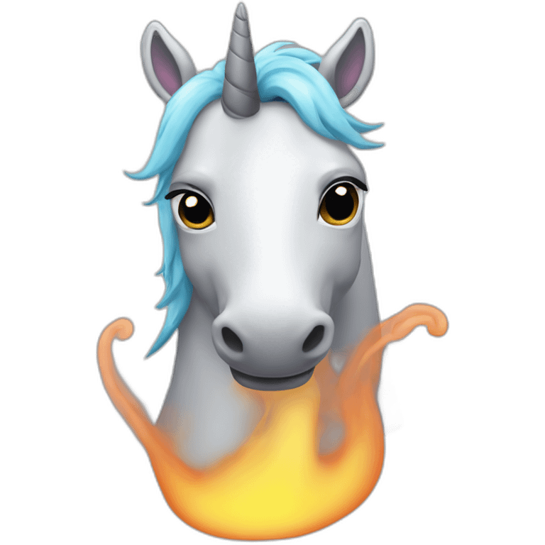 Une licorne qui fume emoji