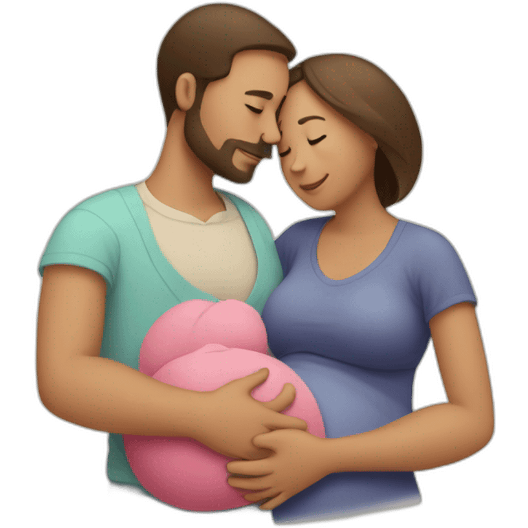 Man hugging pregnant woman emoji