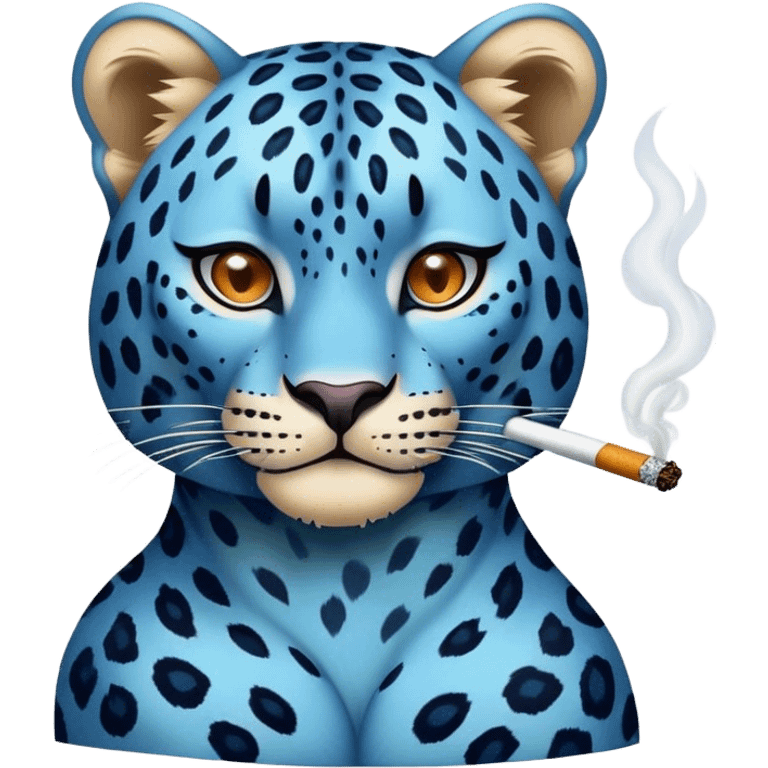 The blue leopard is smoking emoji