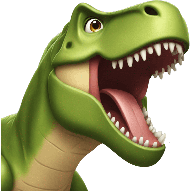 A trex shouting yaaay emoji