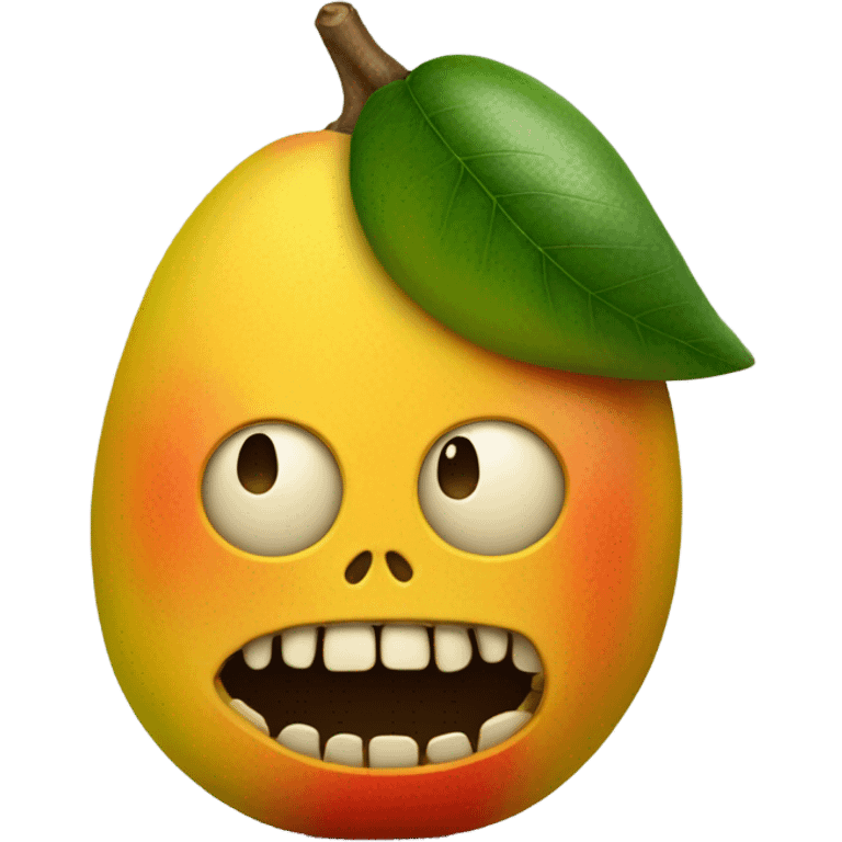 Mango with skull face and mewing balkian stare emoji