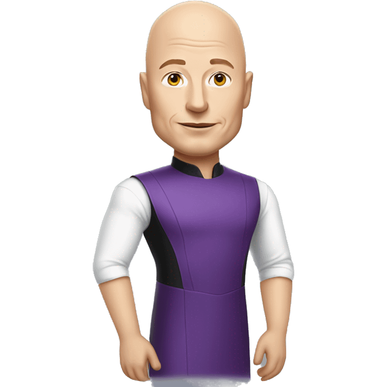 Elon musk bald with a purple dress emoji