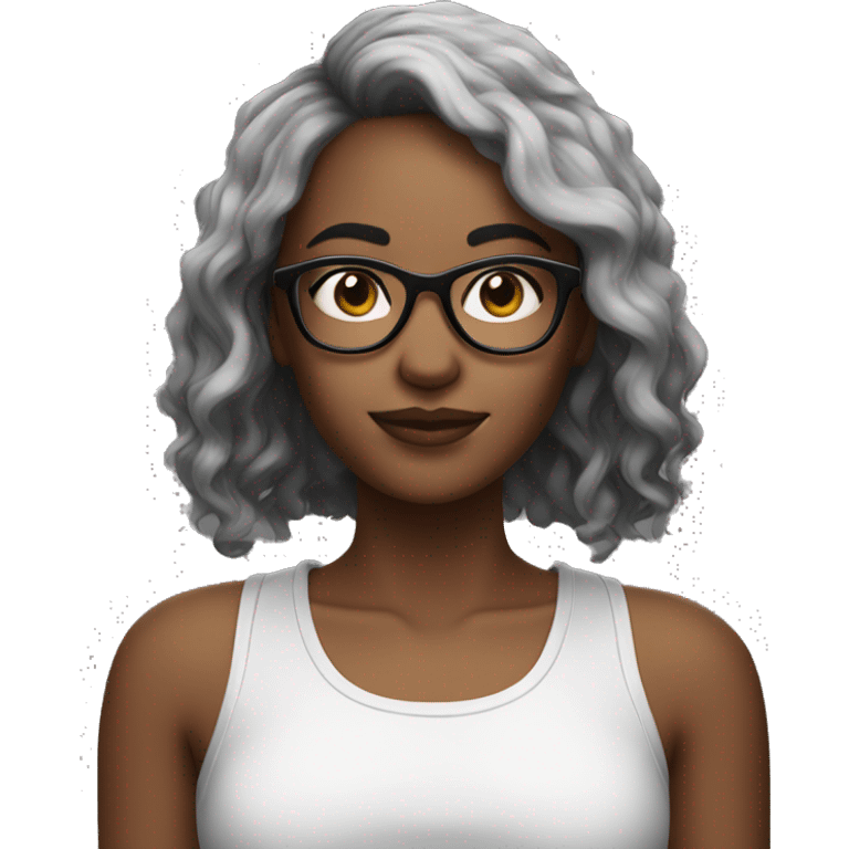 Girl with glasses, split dyed hair black and white  emoji