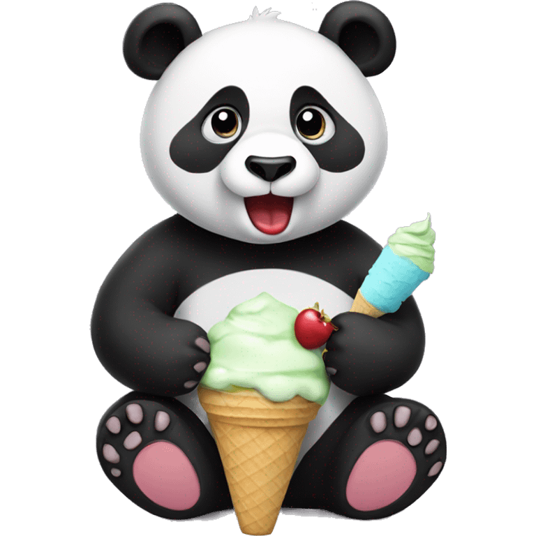 Panda eating ice cream emoji