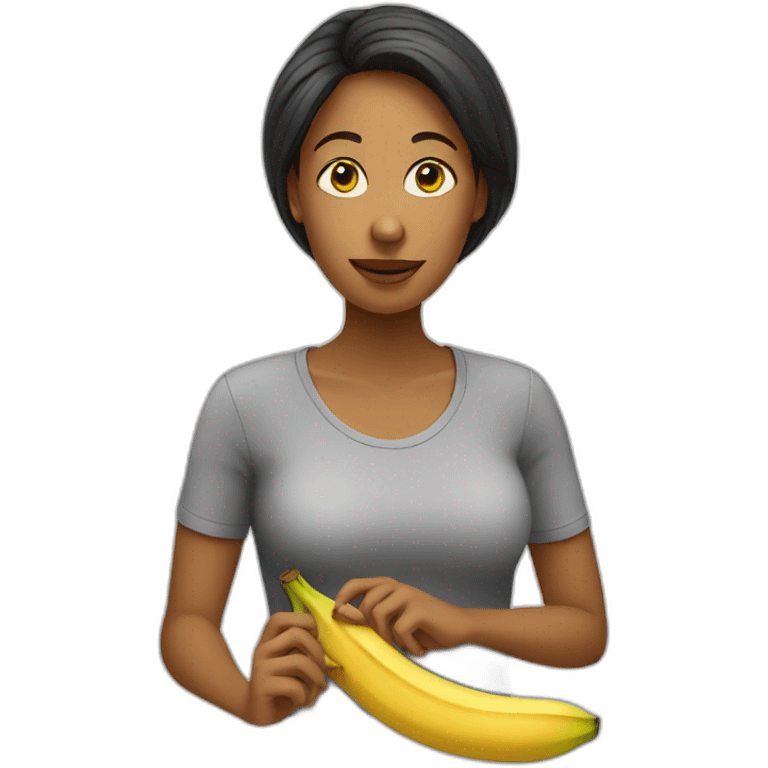 women eat banana emoji