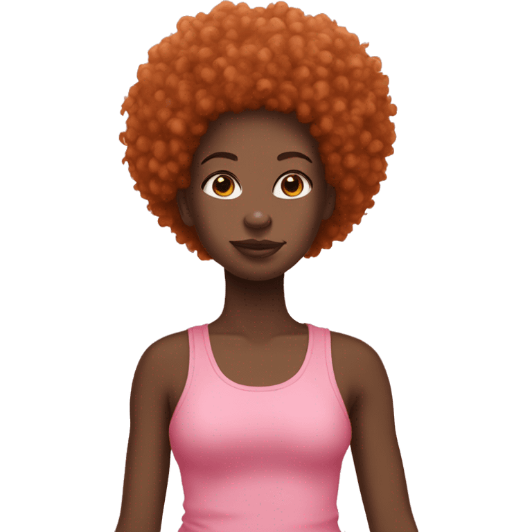 Black girl with ginger Afro in pink tank top emoji