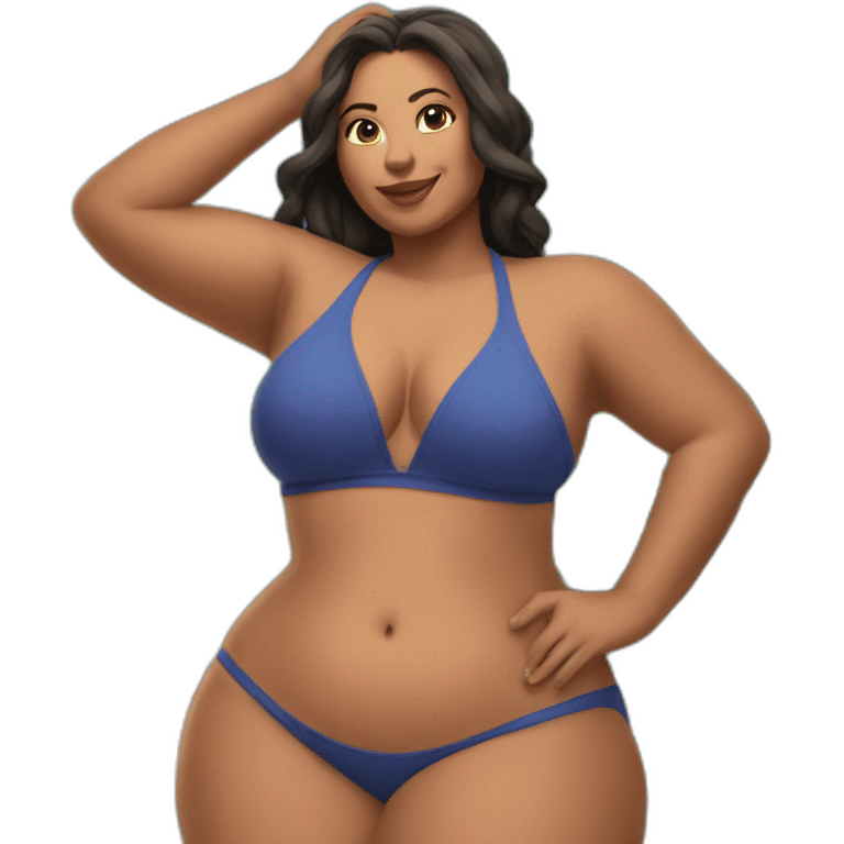 Slim-Thicc caucasian woman swimsuit posing emoji