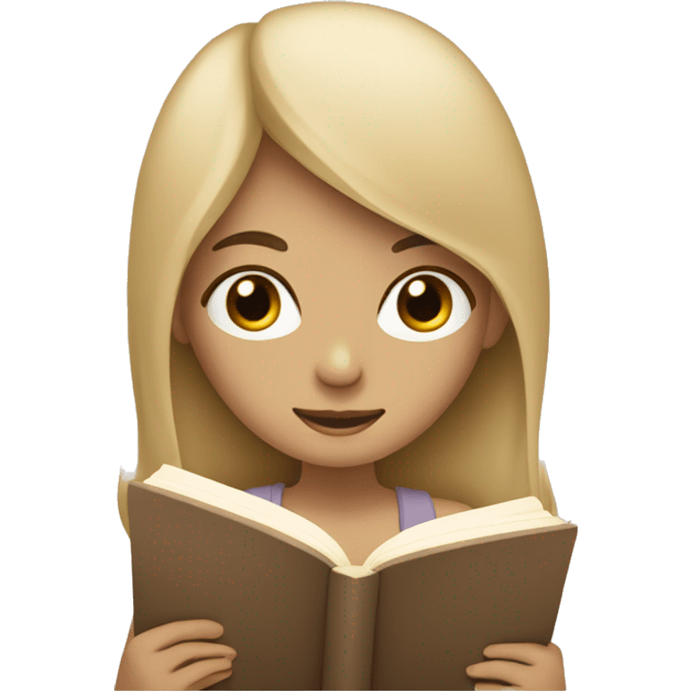 Girl reading a book. In beige tones  emoji