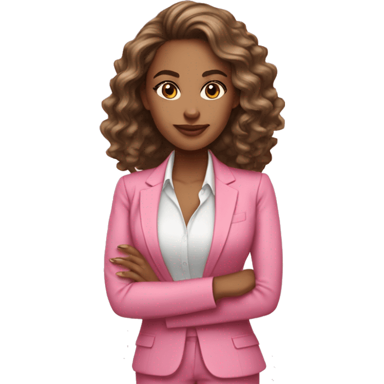 Girl boss light skinned Latina in pink suit with wavy hair  emoji