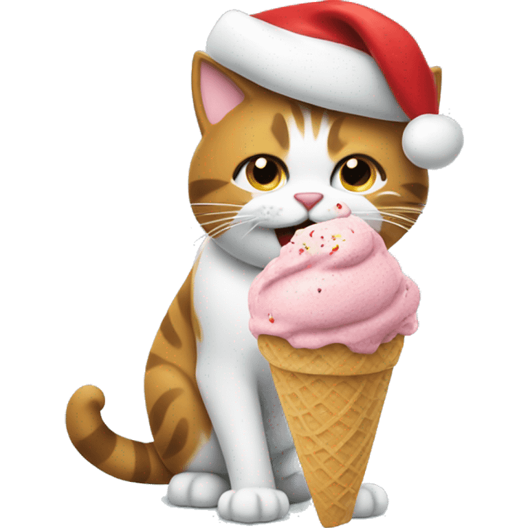 Christmas cat eating ice cream  emoji