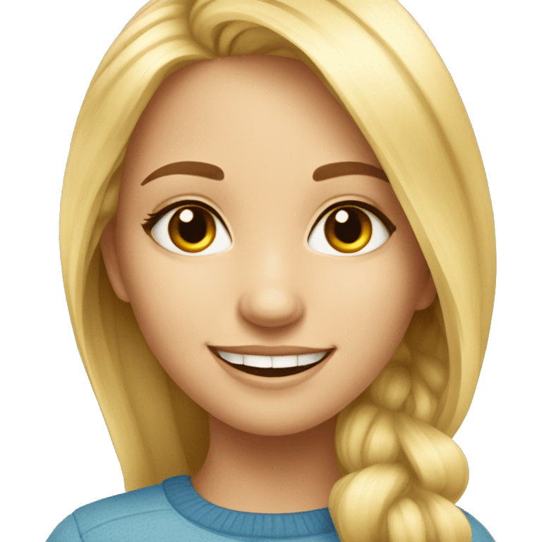 smiling blonde girl indoors with long eyelashes emoji