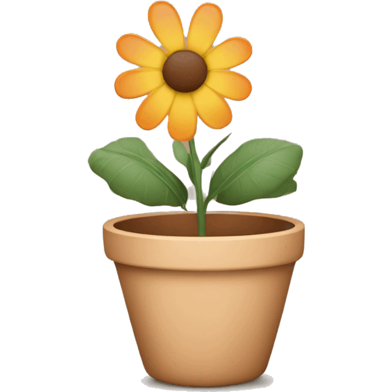 there is a pot in pastel brown colors and a flower in it emoji